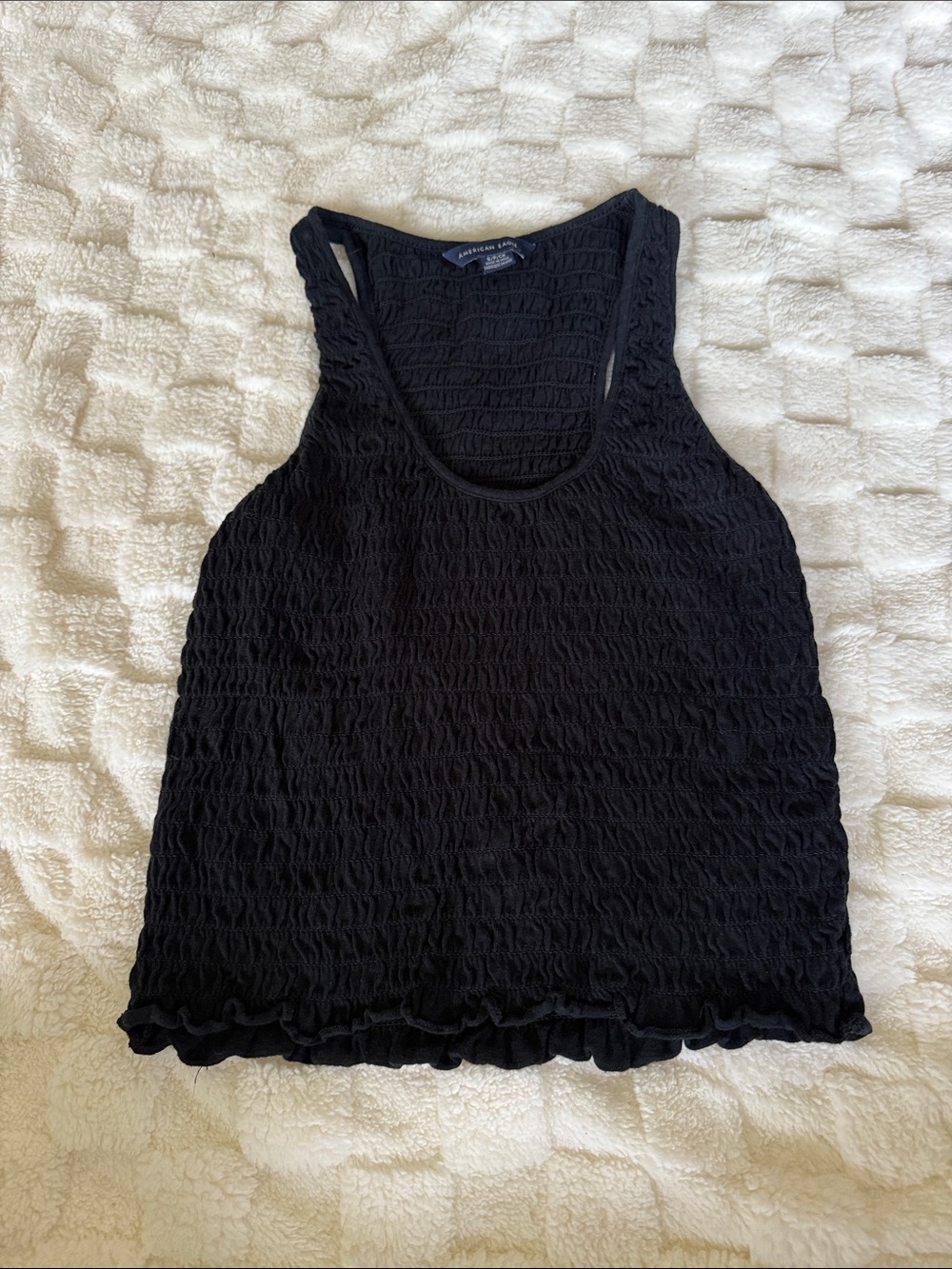 American Eagle Outfitters Black Smocked Tank Top